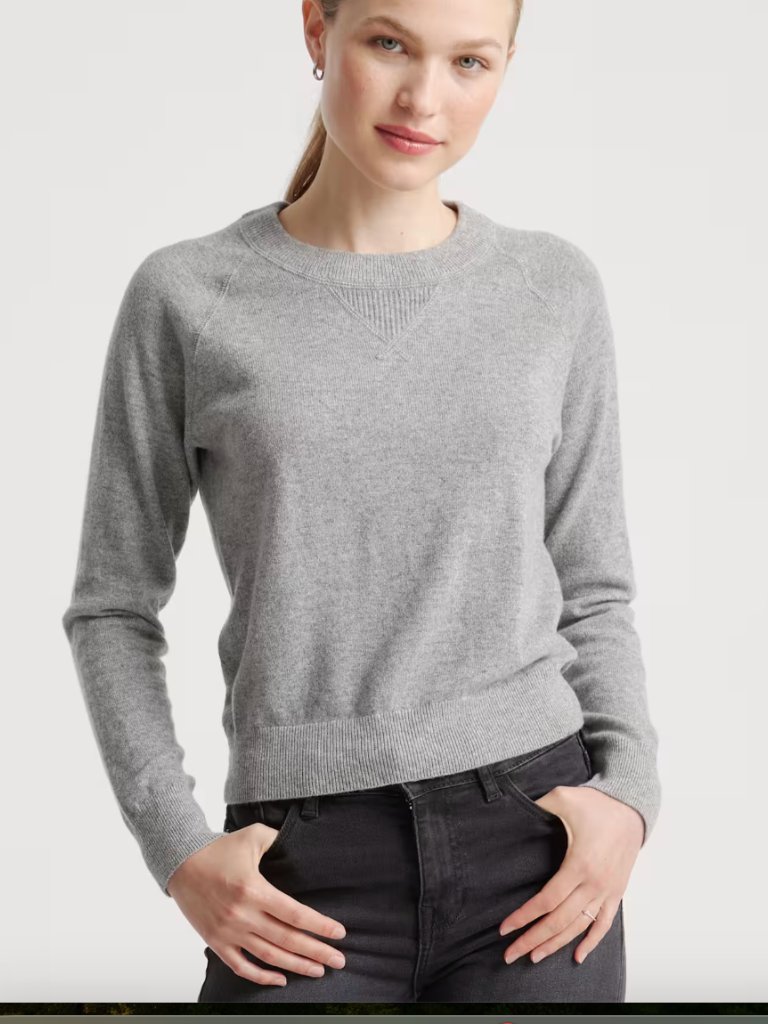 Quince Mongolian Shrunken Cashmere Sweatshirt Gray Crewneck Sweater Xs